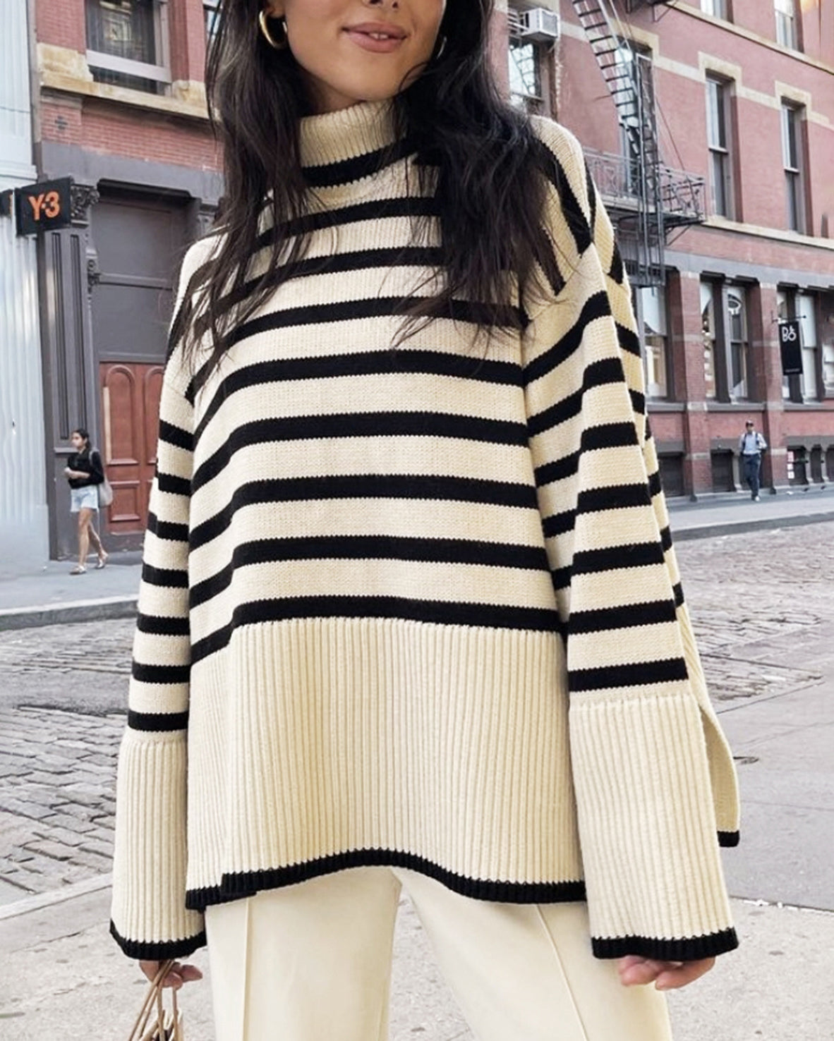 Elena | Cosy striped jumper with collar