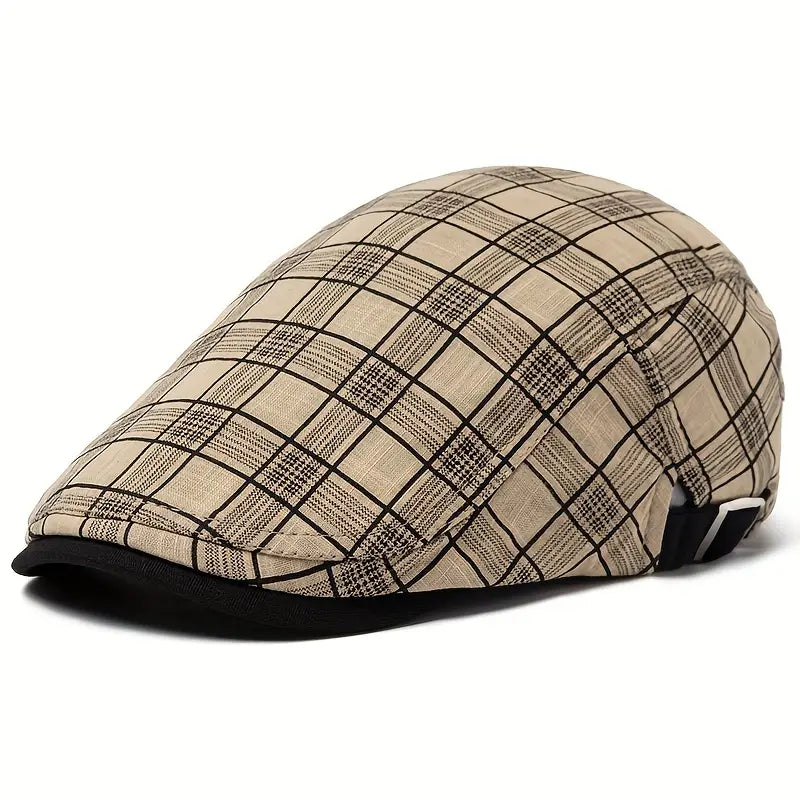 Zared | Adjustable vintage beret with check pattern