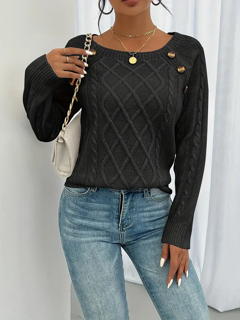 Marlene | Casual jumper with button placket at the front