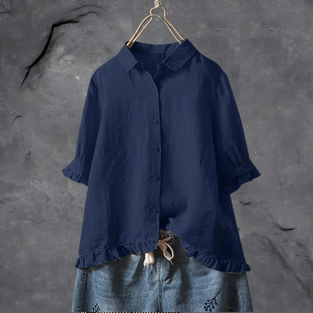 Frieda | Chic ruffled shirt in soft cotton