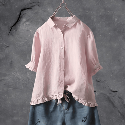 Frieda | Chic ruffled shirt in soft cotton
