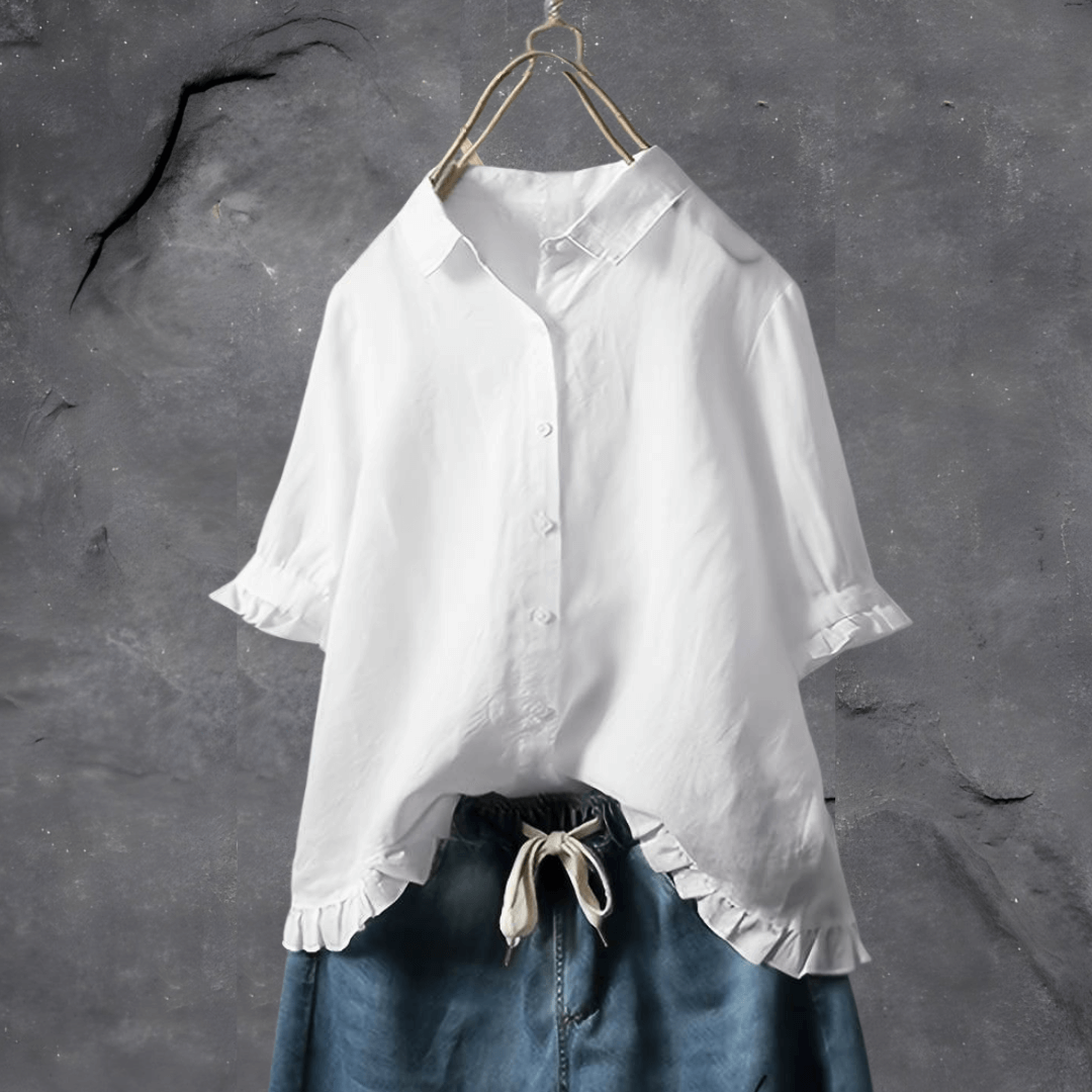 Frieda | Chic ruffled shirt in soft cotton