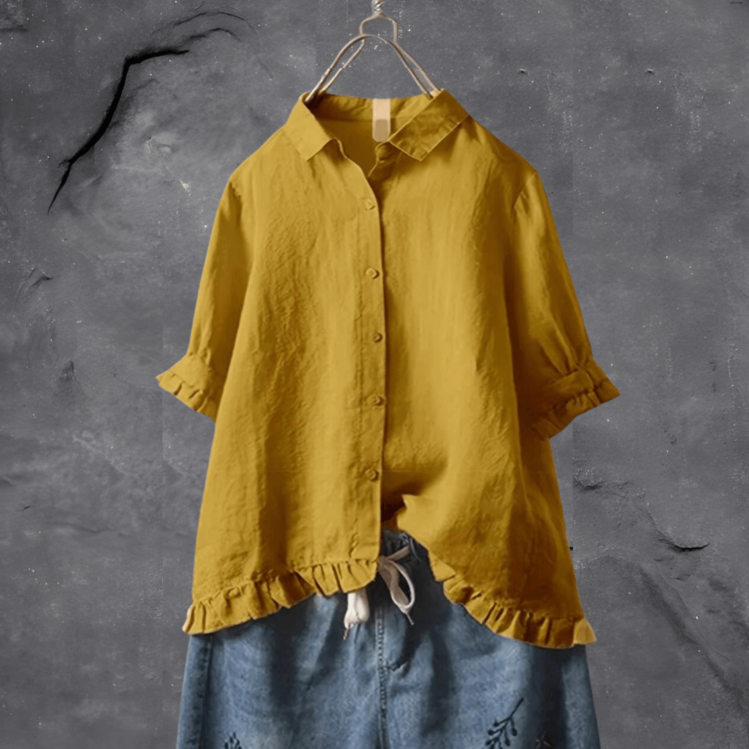 Frieda | Chic ruffled shirt in soft cotton