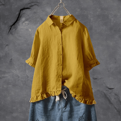 Frieda | Chic ruffled shirt in soft cotton