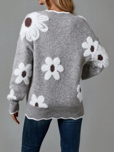 NORA | Lightweight knitted jumper with floral pattern