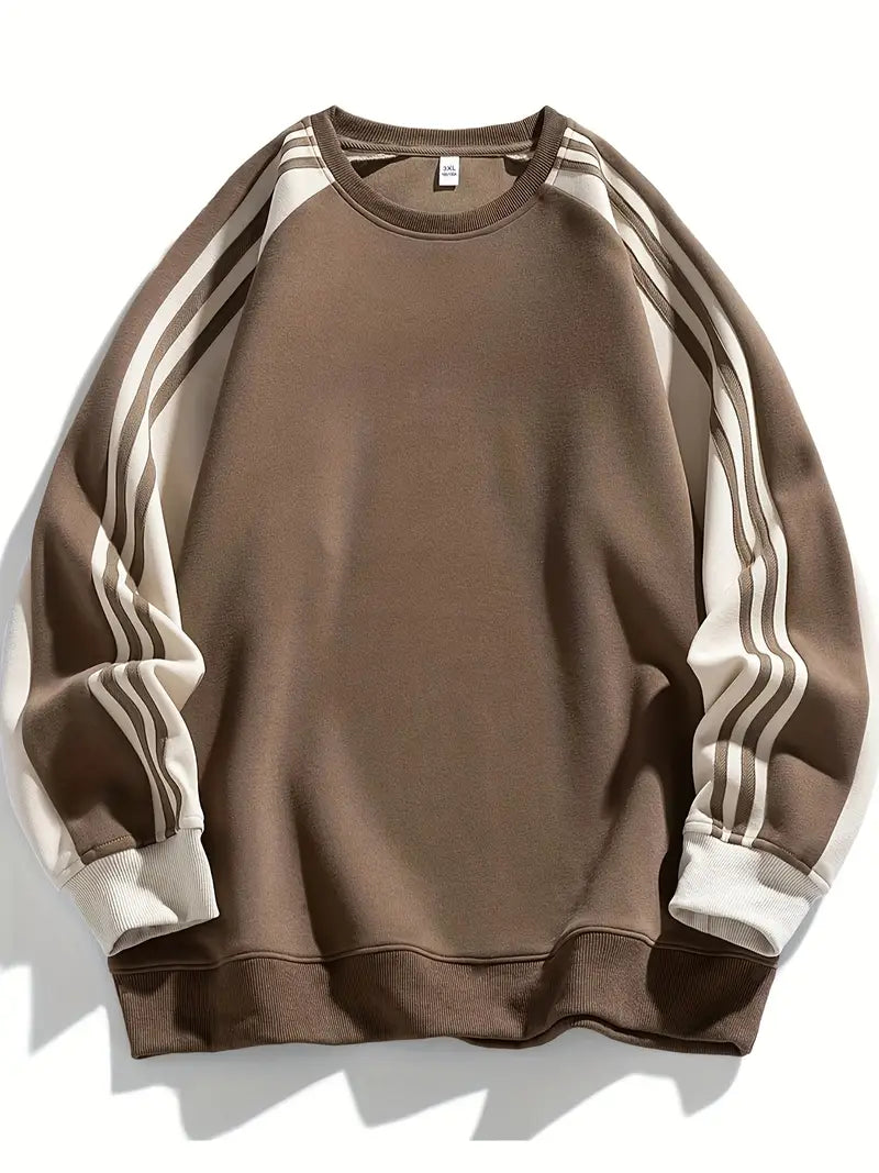 Leandro | Sweatshirt with striped sleeves and round neckline