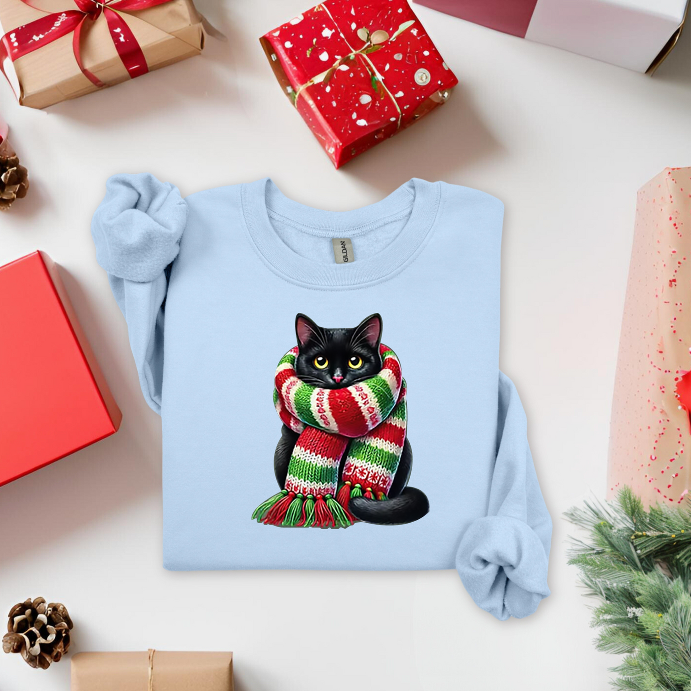 Scarf Cat Christmas Sweatshirt for Women and Men