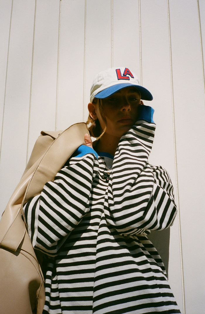 Striped women's jumper in a generous oversized fit