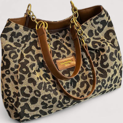 Mila | Leopard print canvas shopper bag for women