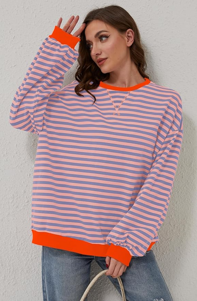 Striped women's jumper in a generous oversized fit