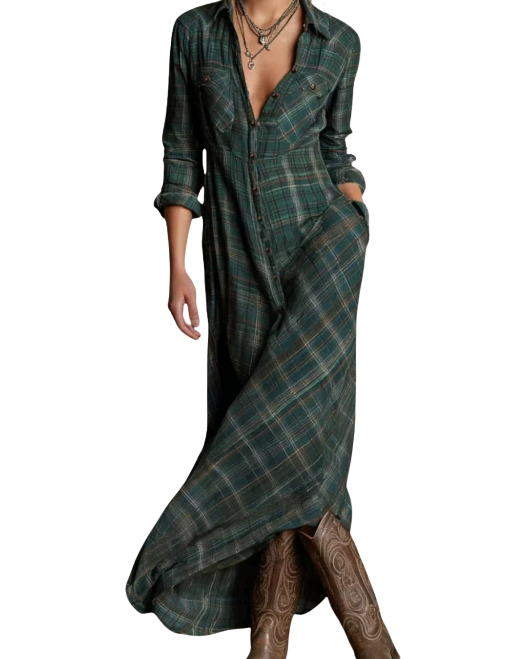 Mara | Elegant maxi shirt dress with belt accent