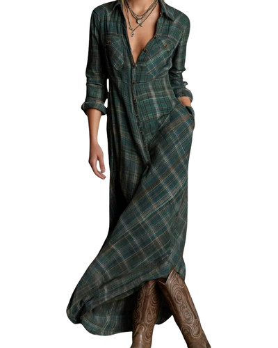 Mara | Elegant maxi shirt dress with belt accent