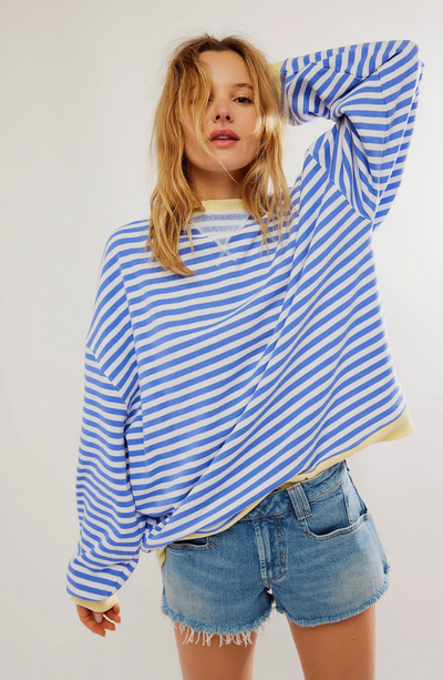Striped women's jumper in a generous oversized fit
