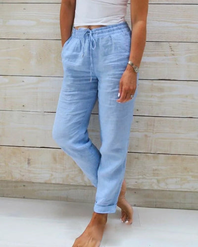 Macy | Women's cotton and linen trousers with elasticated waistband