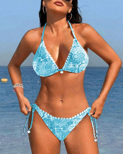 Painting | Colourful patchwork triangle bikini set
