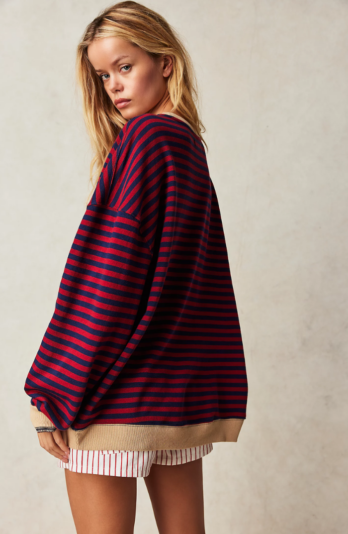 Striped women's jumper in a generous oversized fit