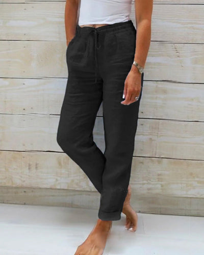 Macy | Women's cotton and linen trousers with elasticated waistband