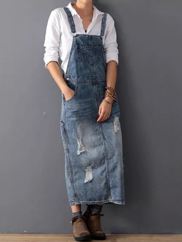 Rosie | Casual denim dungaree dress