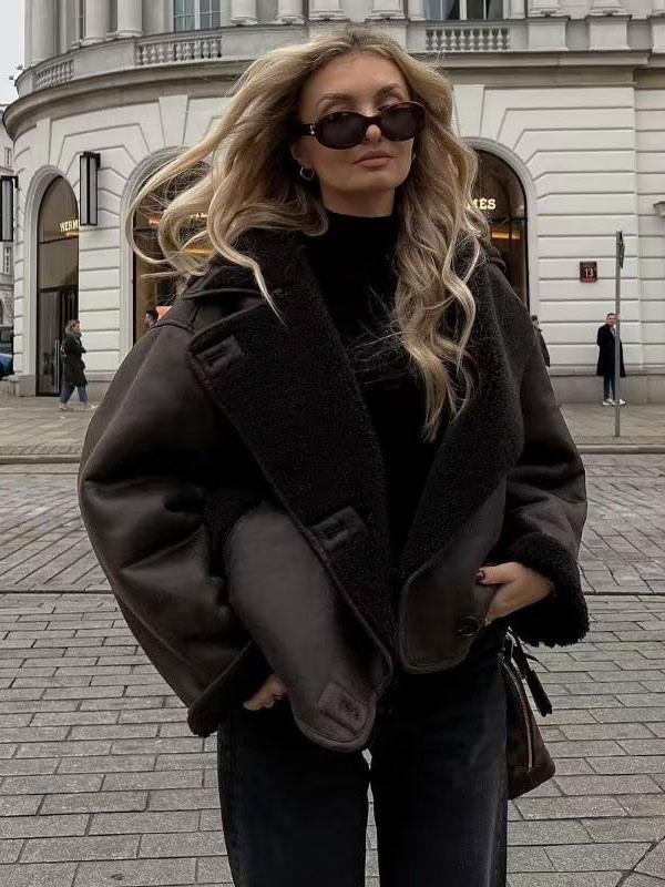 Sofia | Trendy leather jacket with a relaxed fit