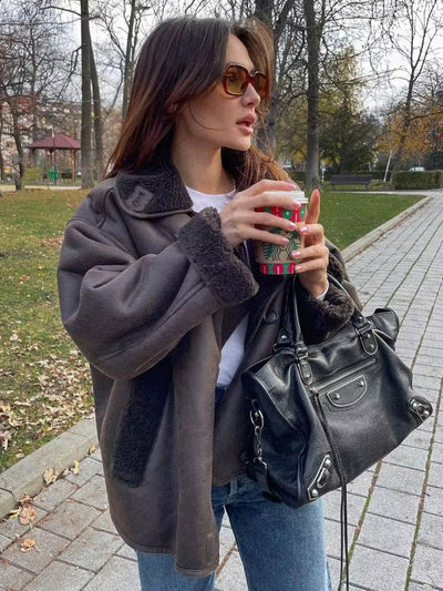 Sofia | Trendy leather jacket with a relaxed fit