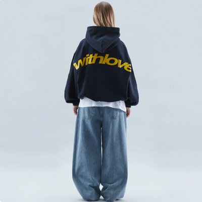 Sara | Cosy hoodie with heart motif – statement wear