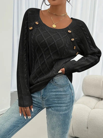 Marlene | Casual jumper with button placket at the front