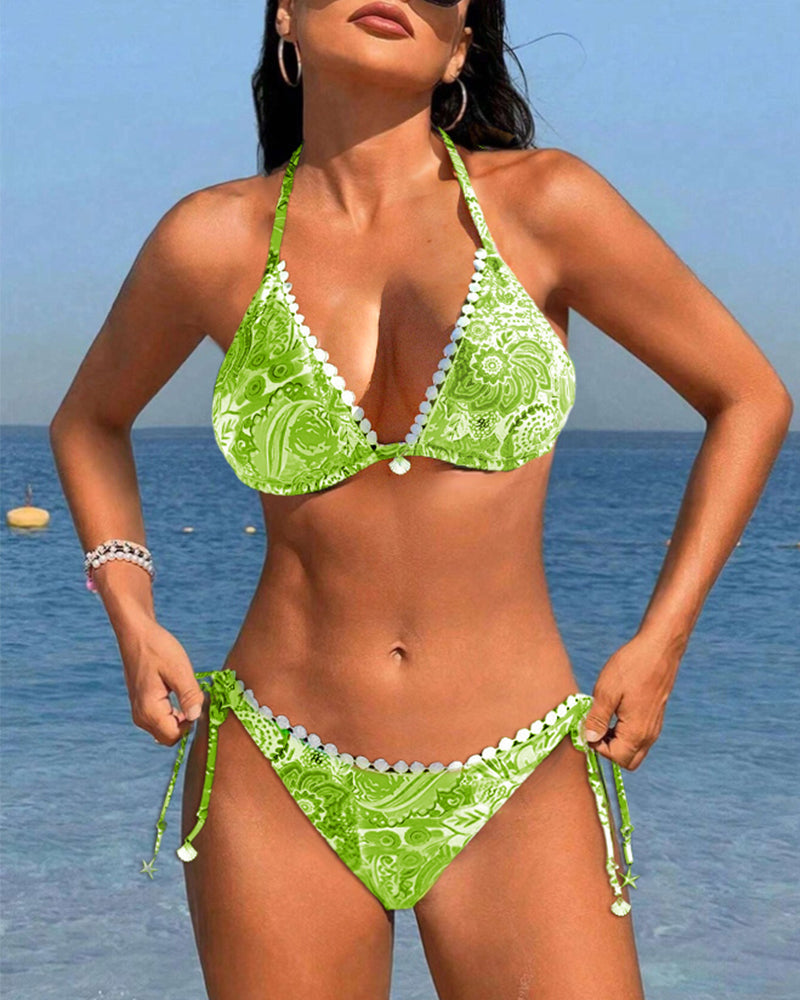 Painting | Colourful patchwork triangle bikini set