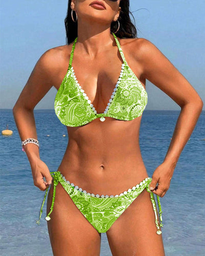 Painting | Colourful patchwork triangle bikini set