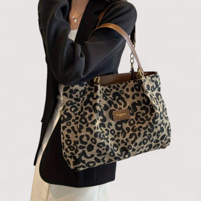 Mila | Leopard print canvas shopper bag for women