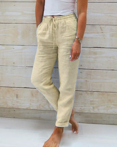 Macy | Women's cotton and linen trousers with elasticated waistband