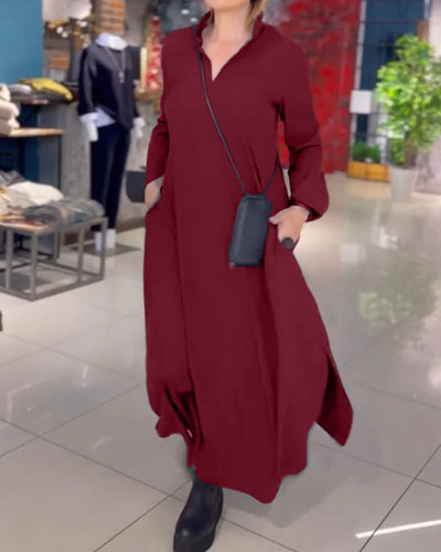 THESS | Long, loose dress with turn-ups and side slit
