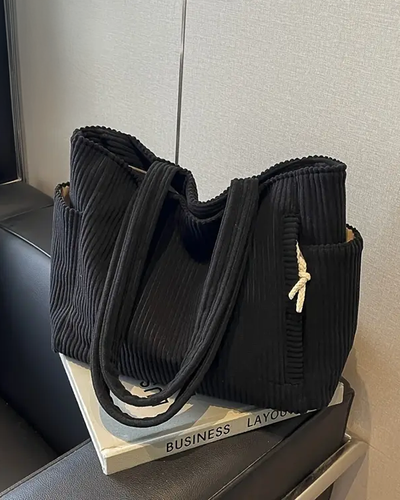 Marlis | Ribbed carrier bag with cord detail