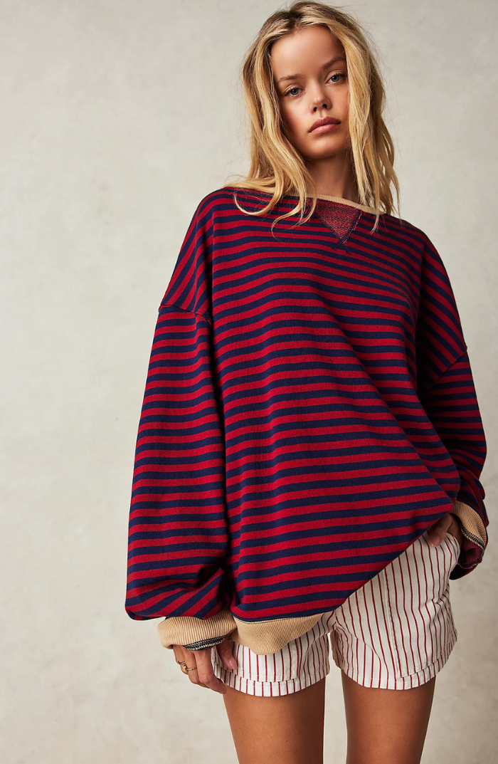 Striped women's jumper in a generous oversized fit