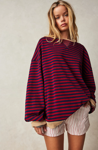 Striped women's jumper in a generous oversized fit