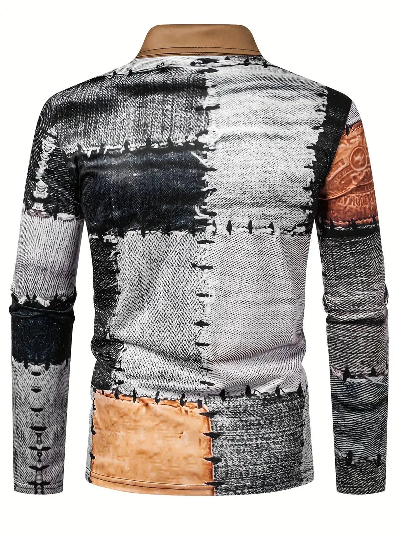 Timo | Lightweight men's shirt with contrasting details and zip fastening