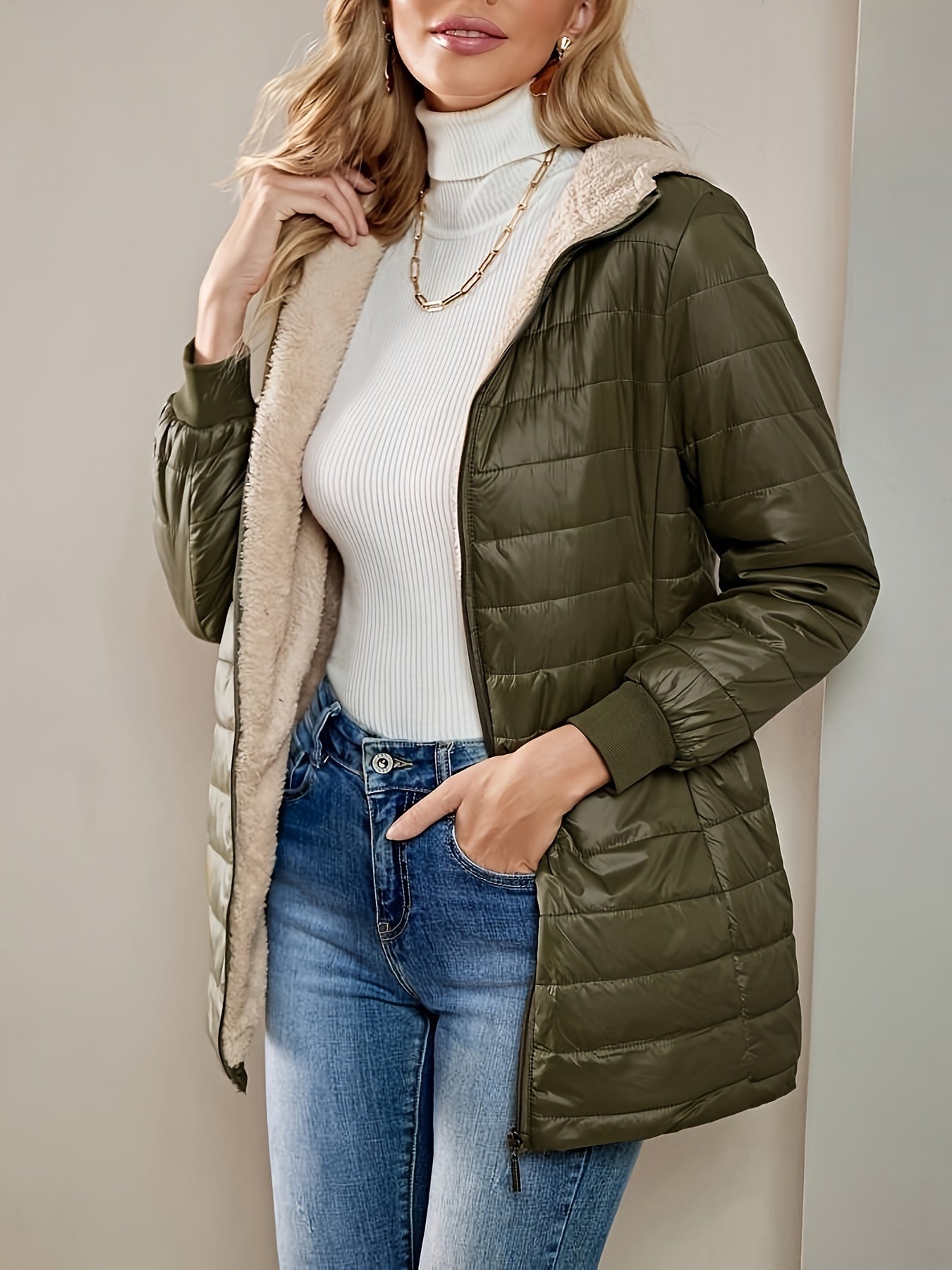 Leonie | Casual women's coat with a long cut for everyday wear