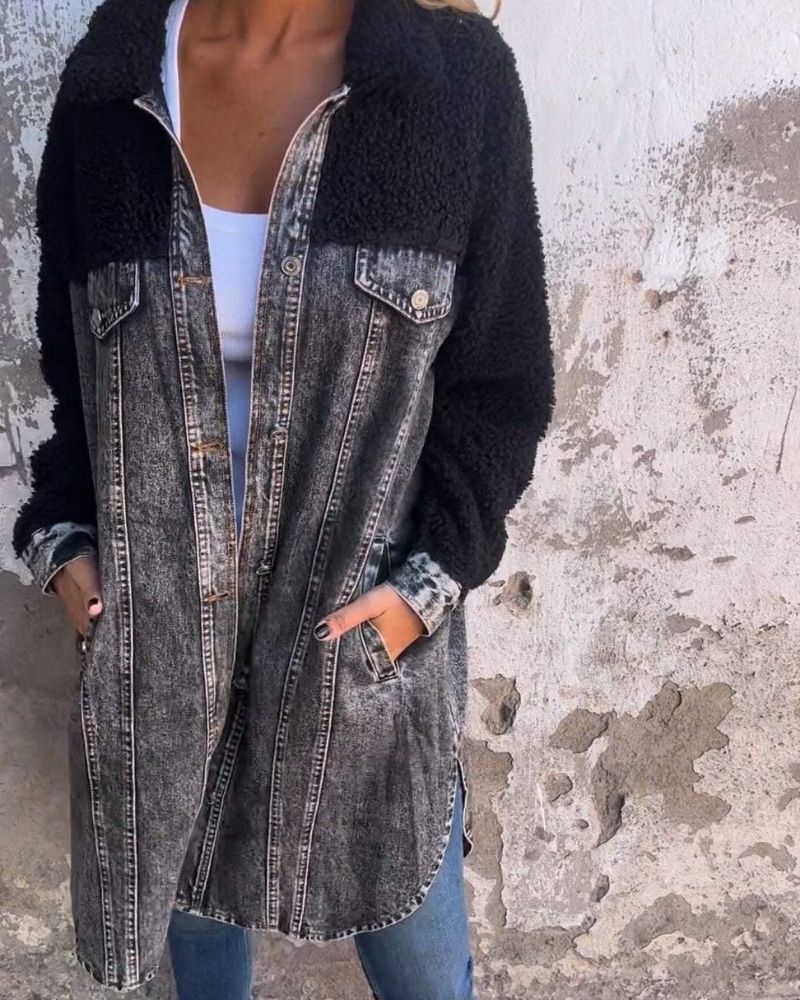 Amelie | Short denim jacket with stylish lapel collar