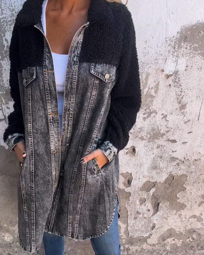 Amelie | Short denim jacket with stylish lapel collar