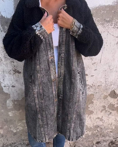 Amelie | Short denim jacket with stylish lapel collar