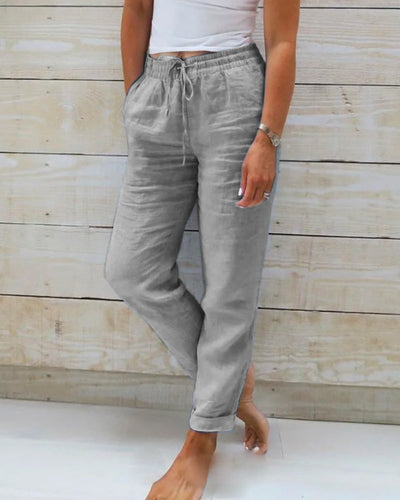 Macy | Women's cotton and linen trousers with elasticated waistband