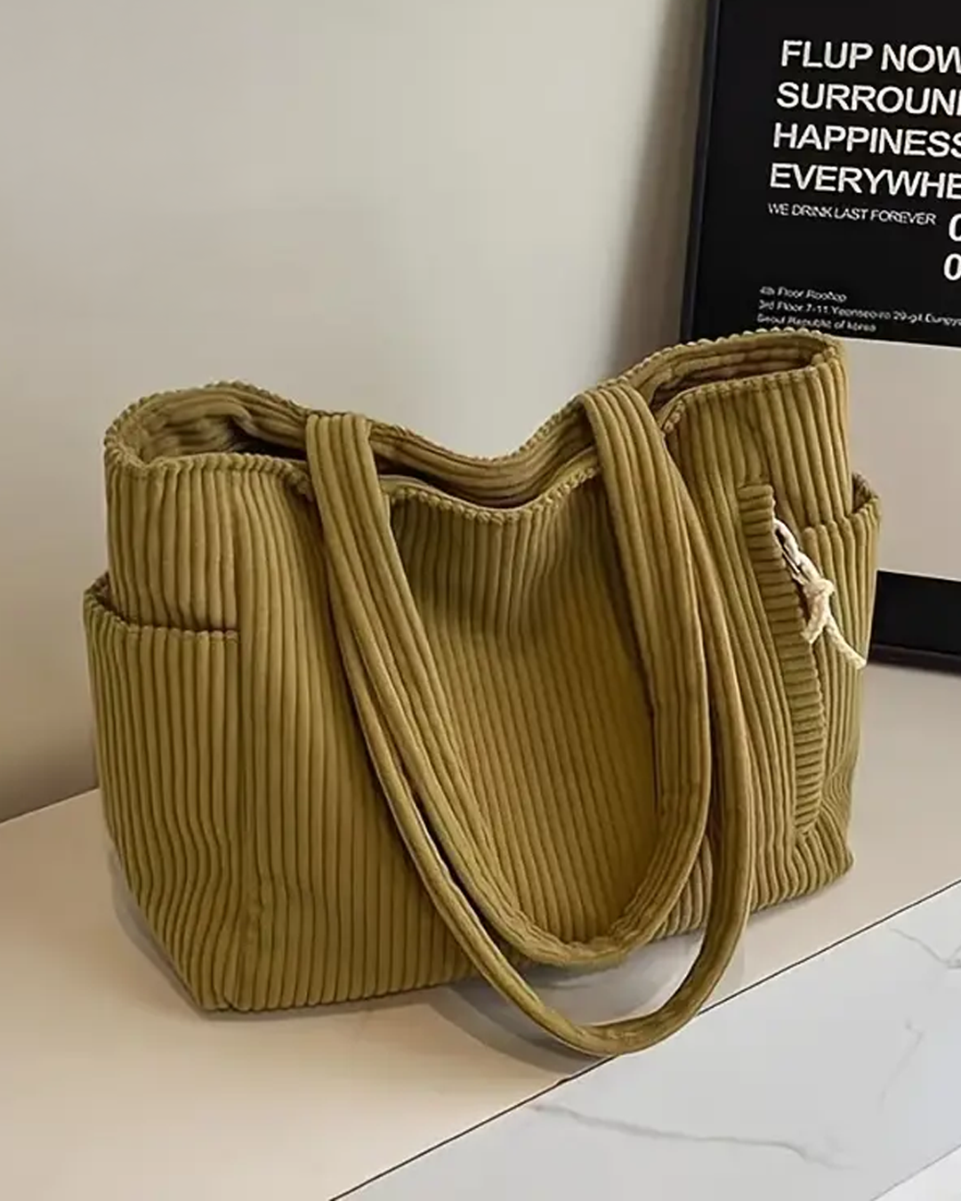 Marlis | Ribbed carrier bag with cord detail