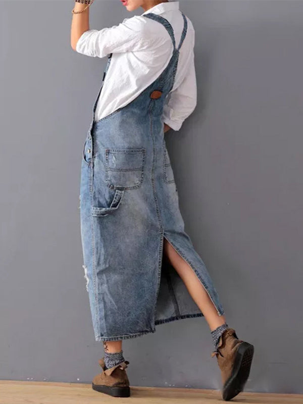 Rosie | Casual denim dungaree dress