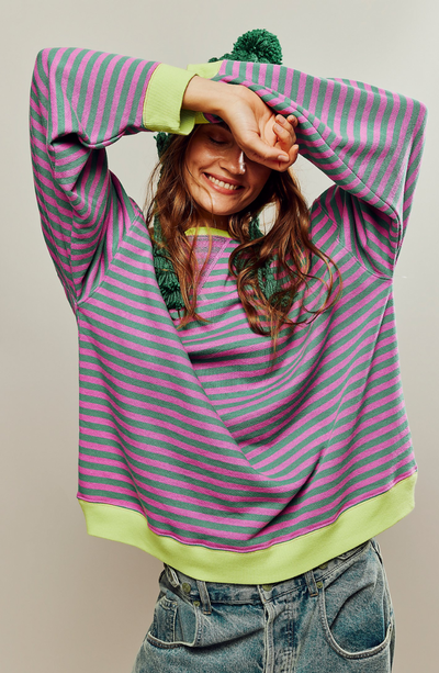 Striped women's jumper in a generous oversized fit