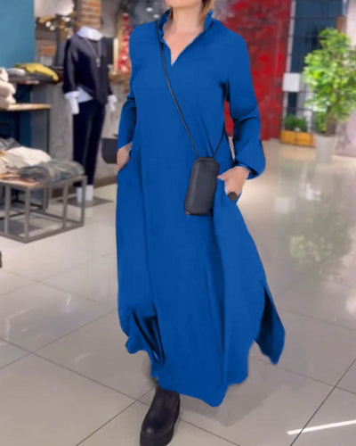 THESS | Long, loose dress with turn-ups and side slit