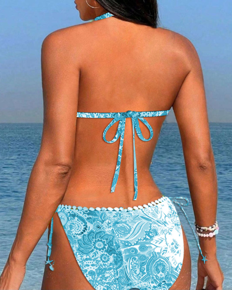 Painting | Colourful patchwork triangle bikini set