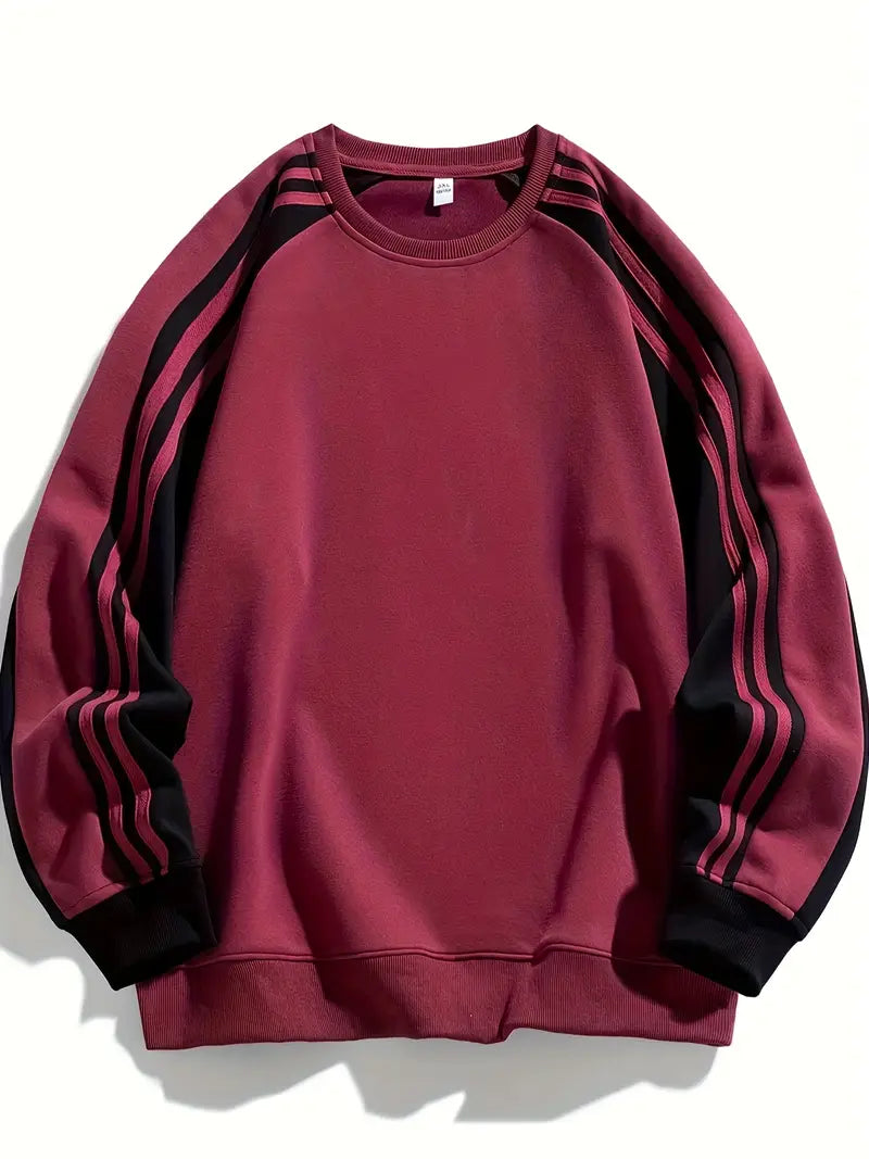 Leandro | Sweatshirt with striped sleeves and round neckline