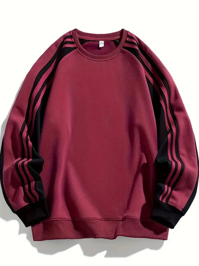 Leandro | Sweatshirt with striped sleeves and round neckline