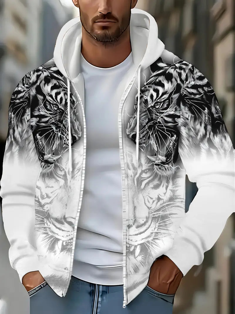 Jonas | Casual hoodie jacket with modern tiger design