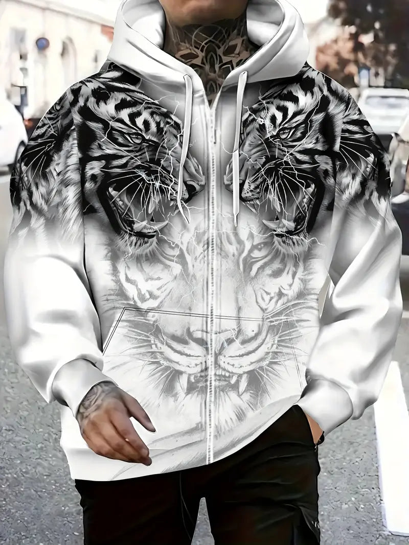 Jonas | Casual hoodie jacket with modern tiger design