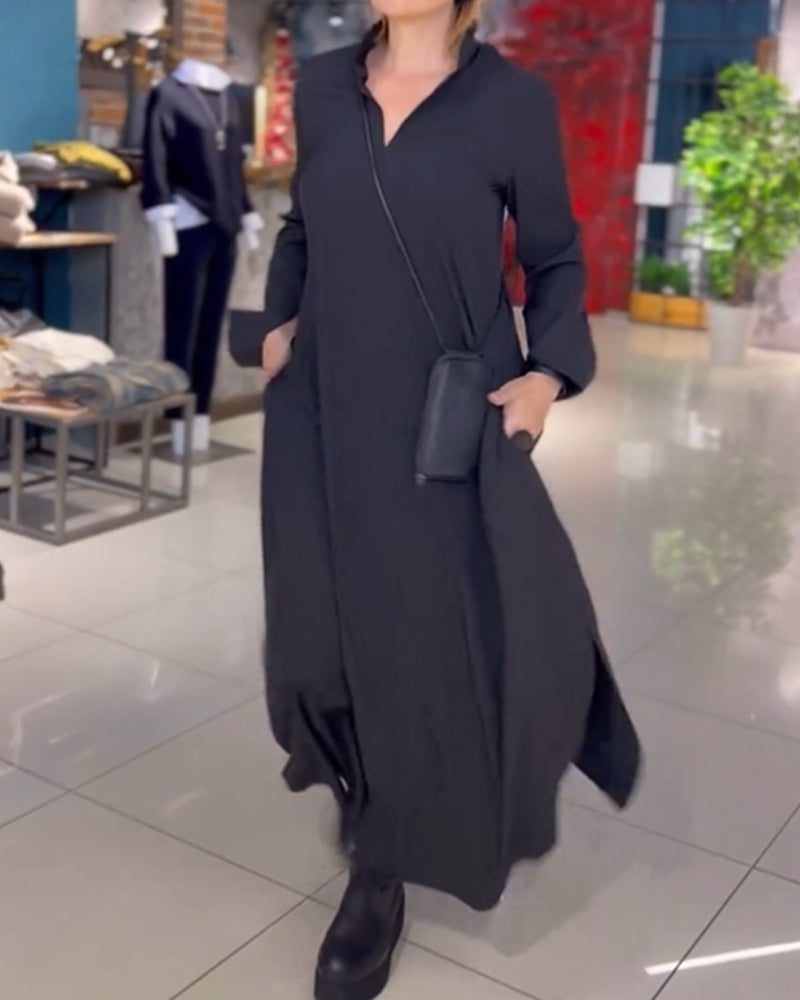 THESS | Long, loose dress with turn-ups and side slit